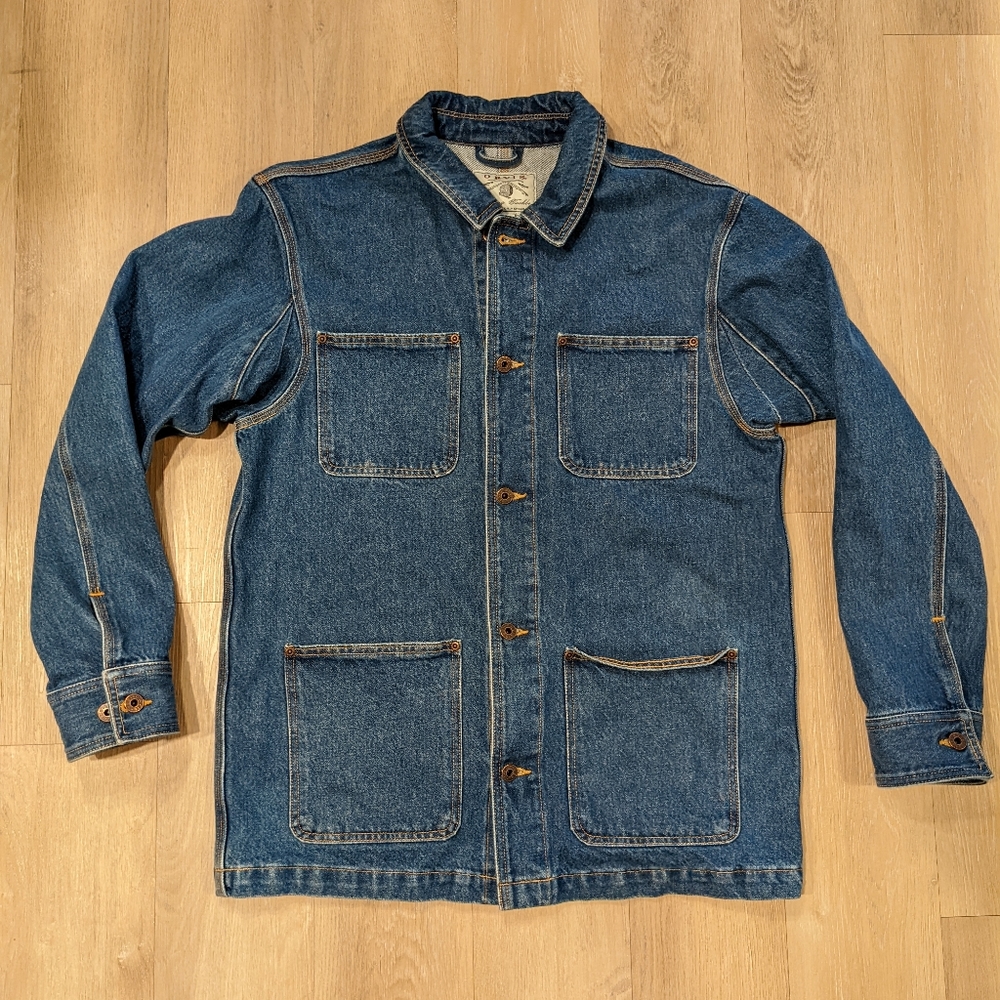 Orvis Fishing Tackle Denim Jacket Chore Coat.